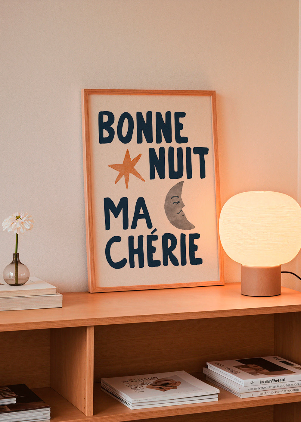 Children's print with night phrase and moon