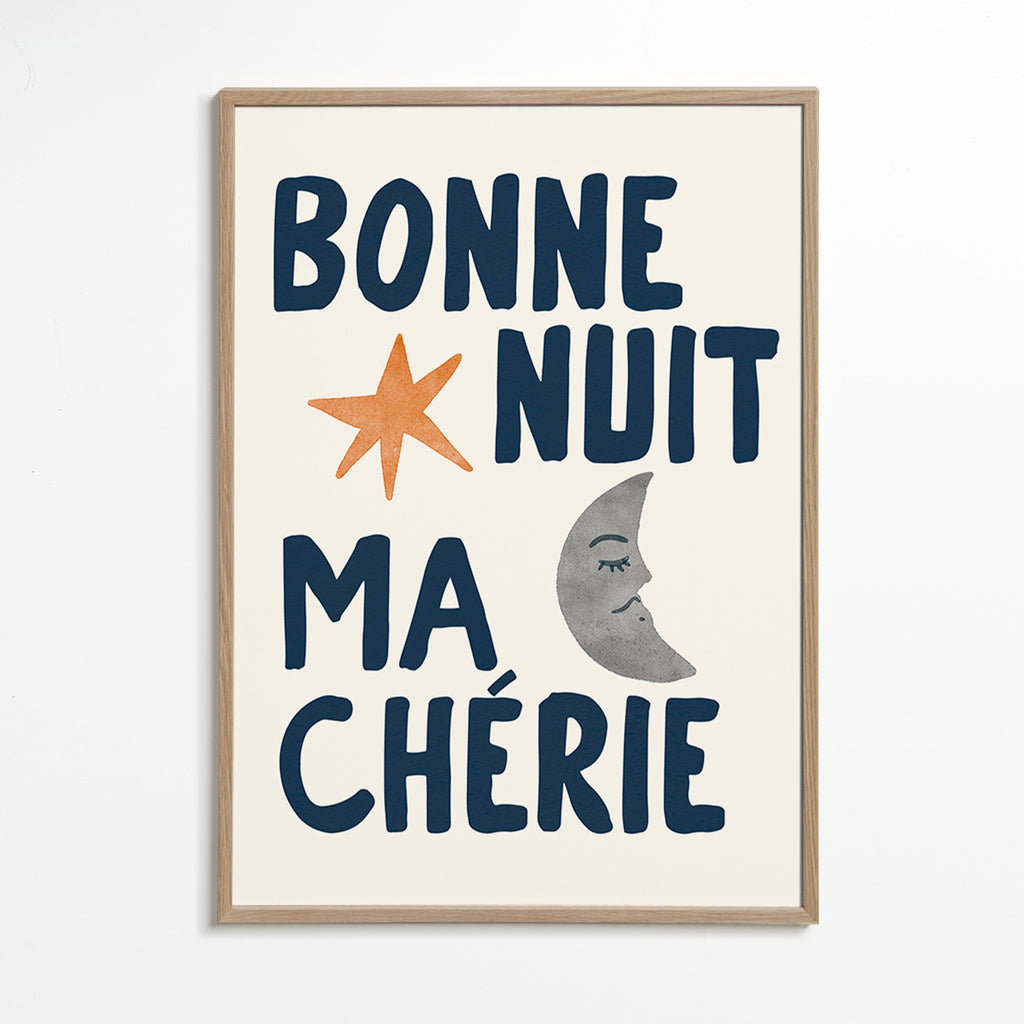 Children's print with night phrase and moon
