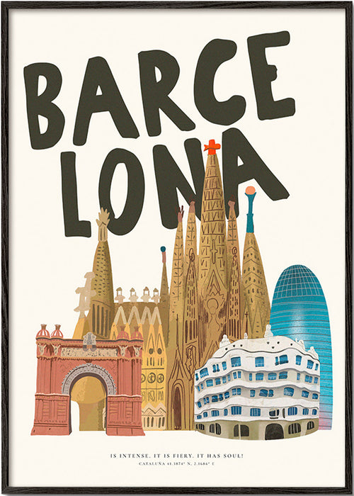 City art Barcelona illustrated skyline