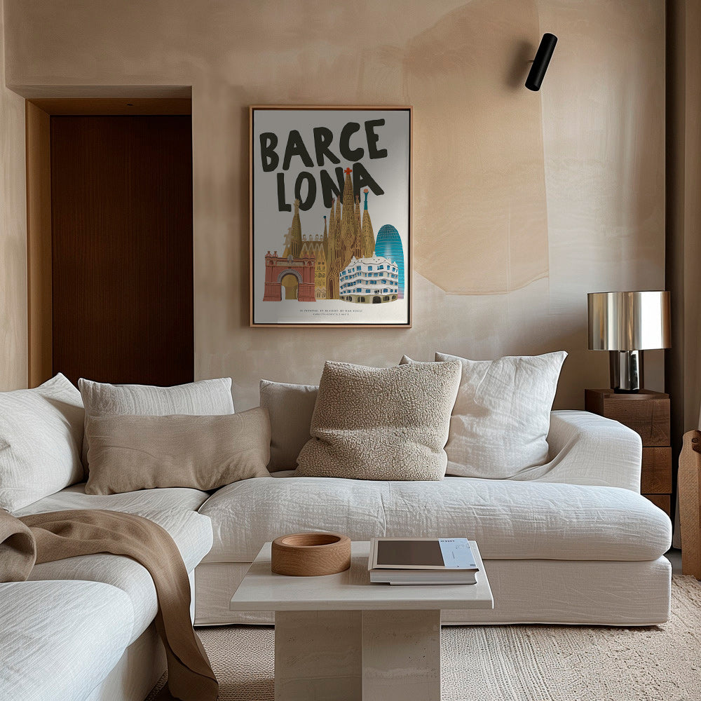 City art Barcelona illustrated skyline