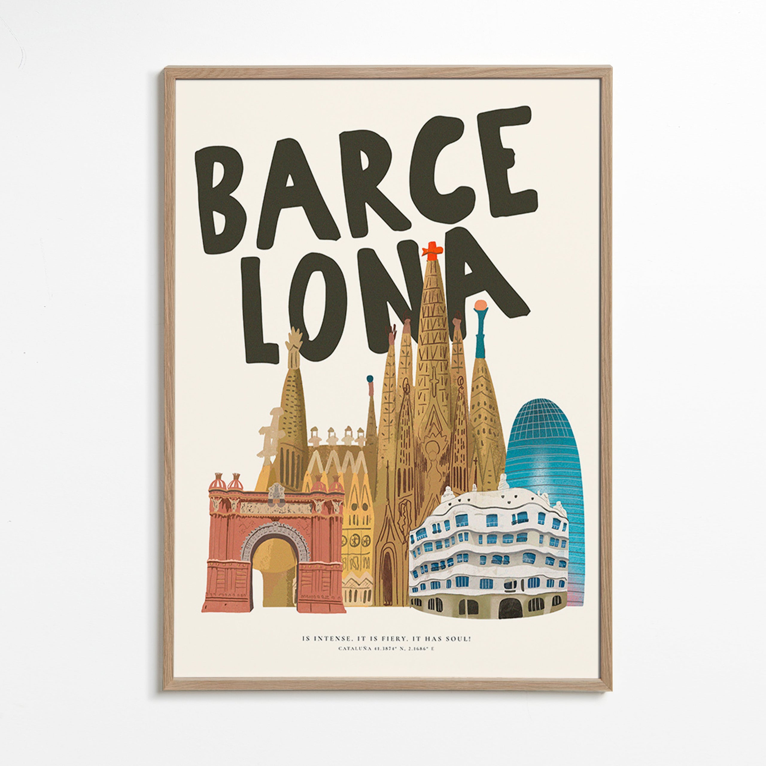 City art Barcelona illustrated skyline