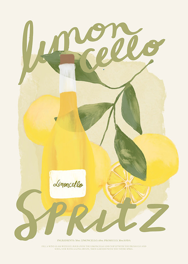 Kitchen art Limoncello Spritz illustration