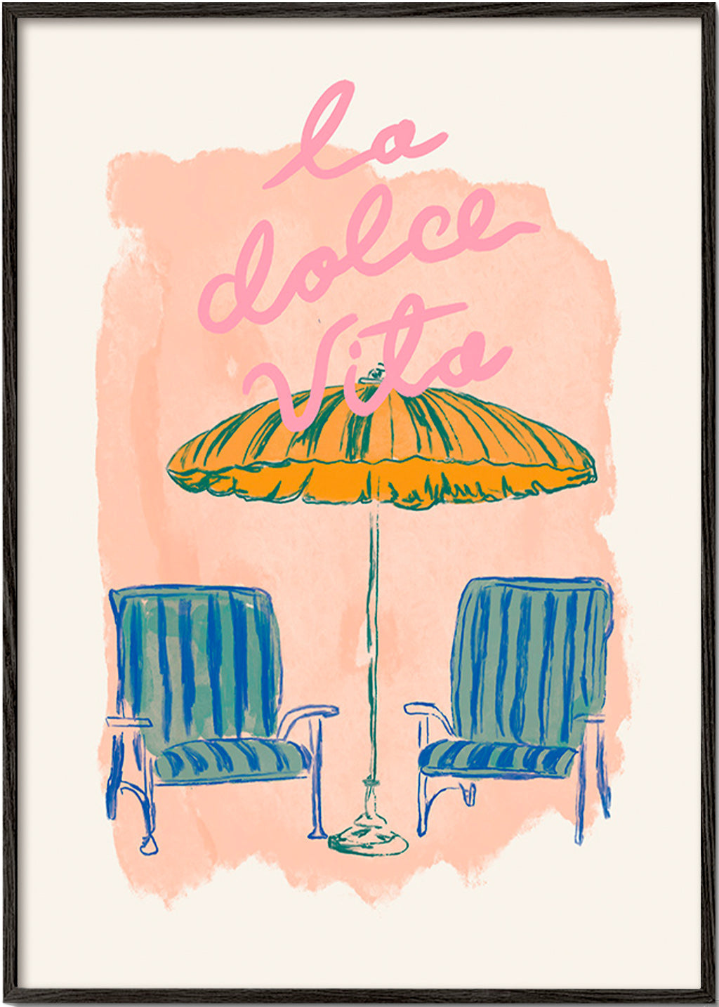 Illustration 'La Dolce Vita' umbrella and chairs
