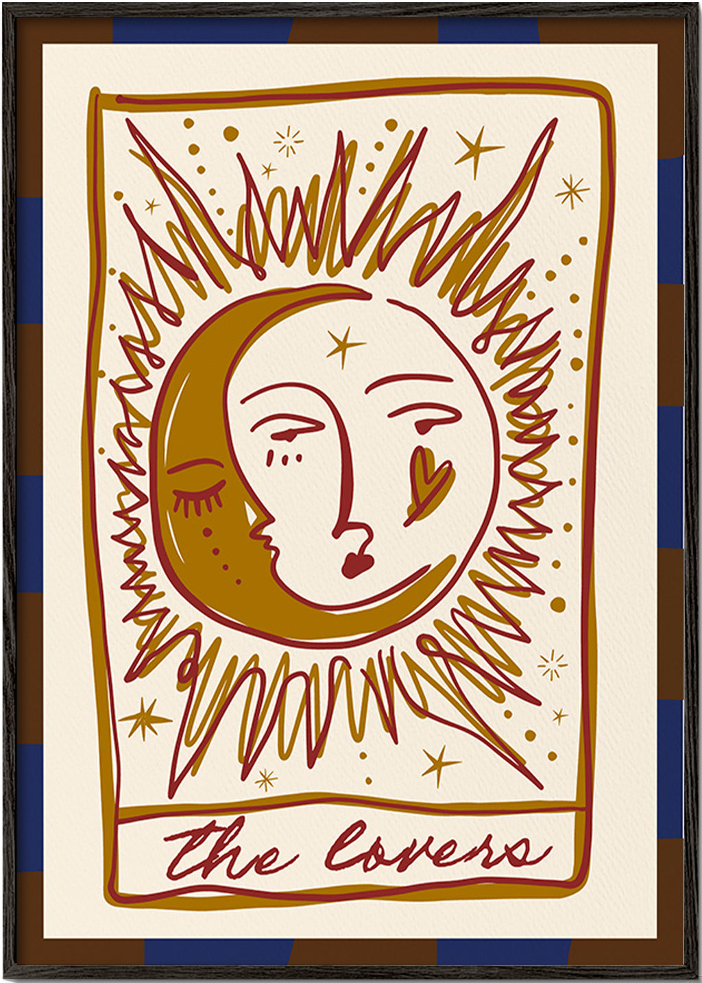 Tarot illustration 'The Lovers' sun and moon
