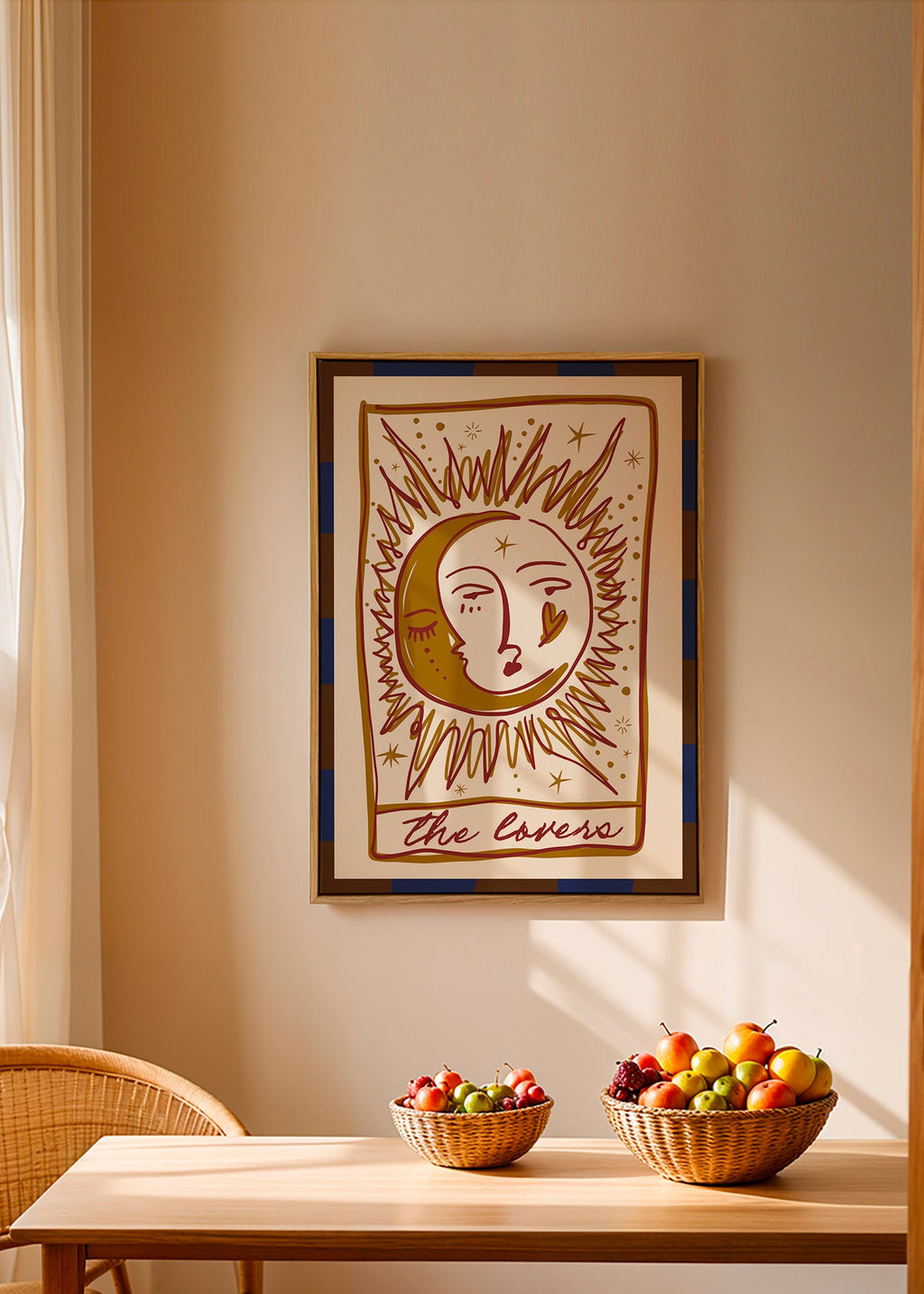 Tarot illustration 'The Lovers' sun and moon