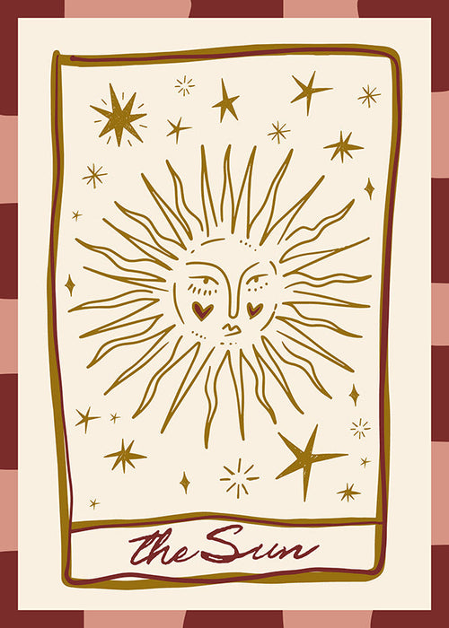 Sun illustration in vintage card style