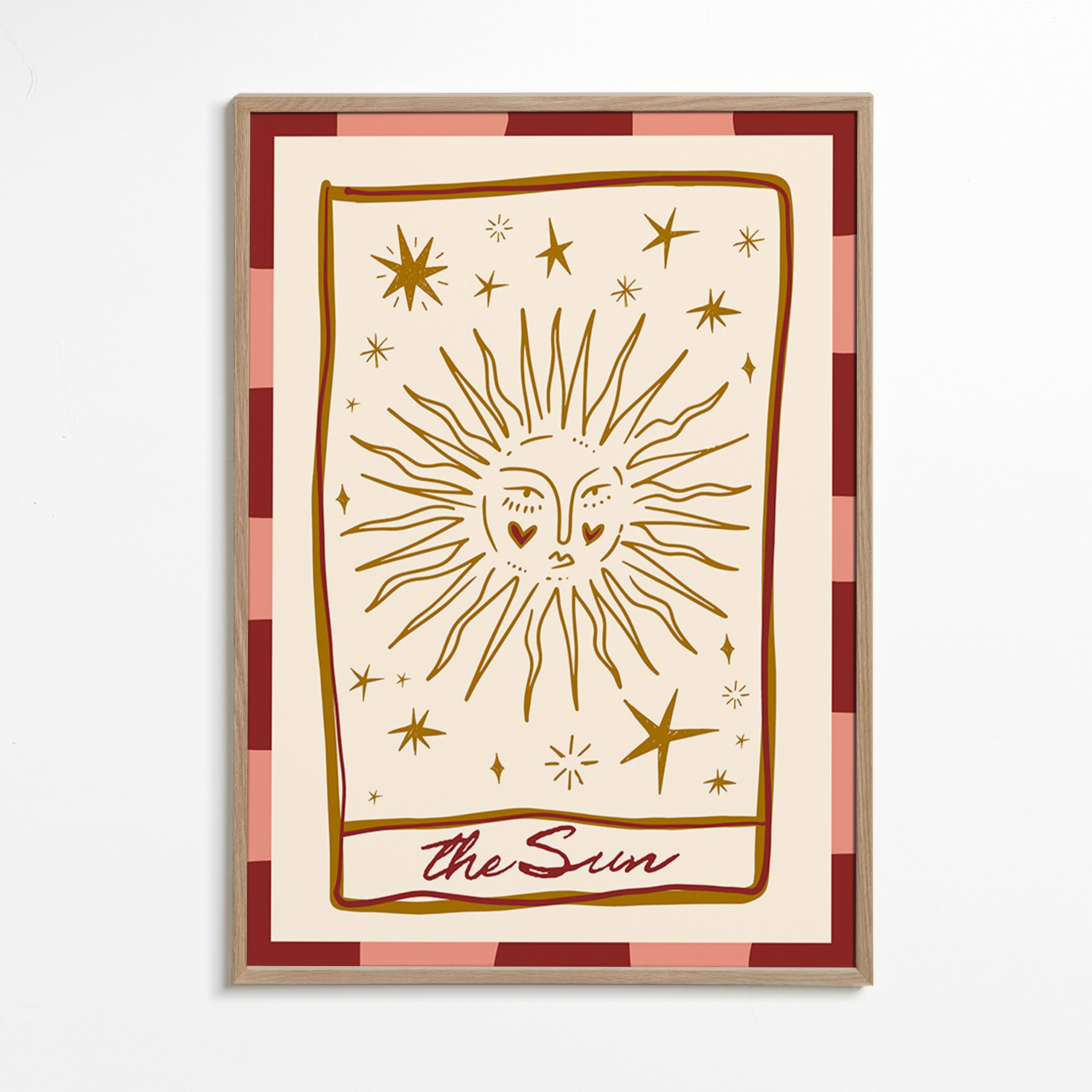 Sun illustration in vintage card style