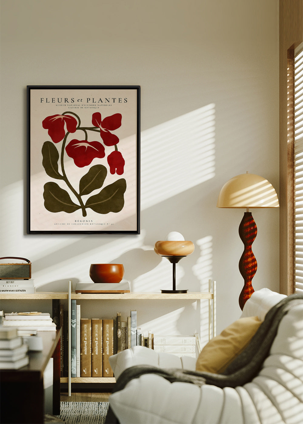 Botanical print: Red begonia artwork
