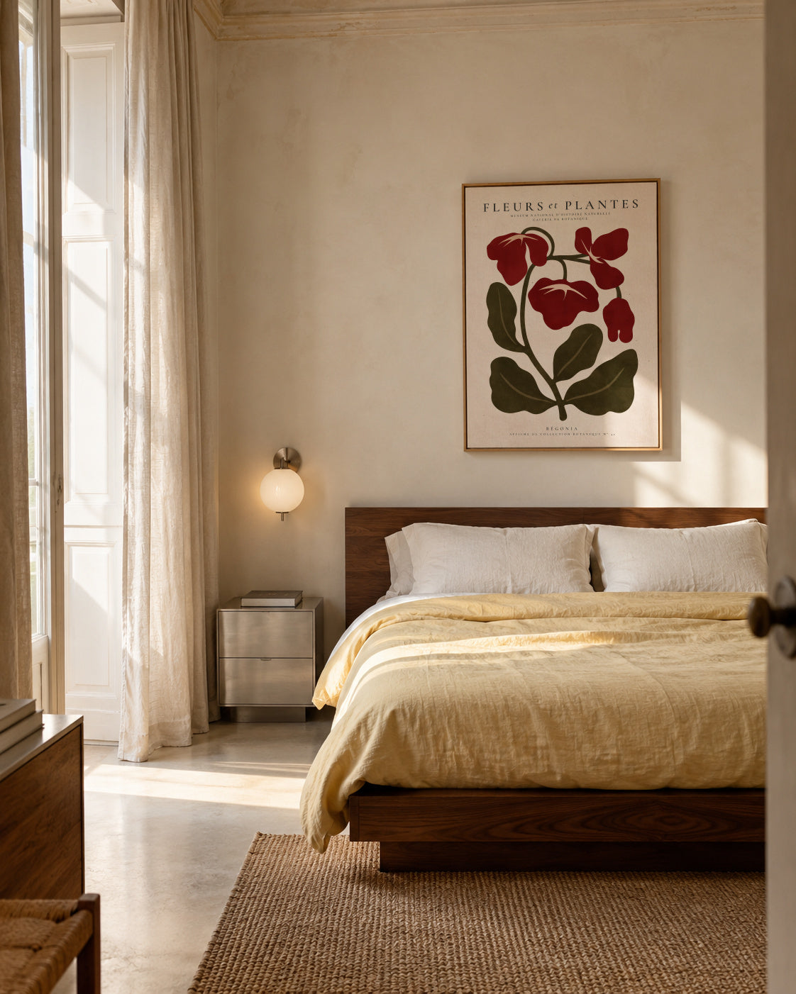 Red Begonia - Framed canvas in an interior