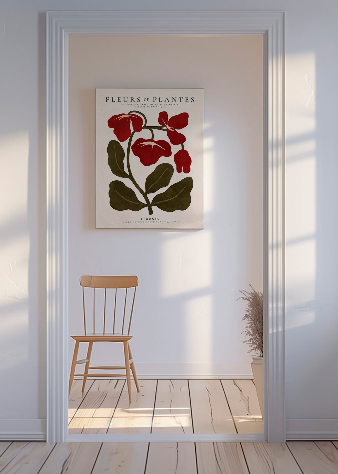 Botanical print: Red begonia artwork