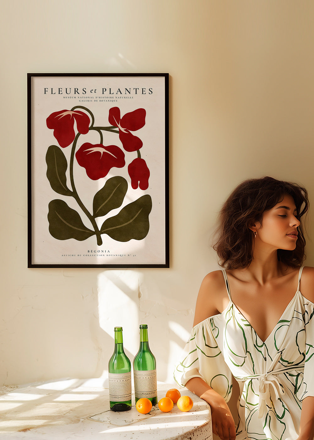 Botanical print: Red begonia artwork