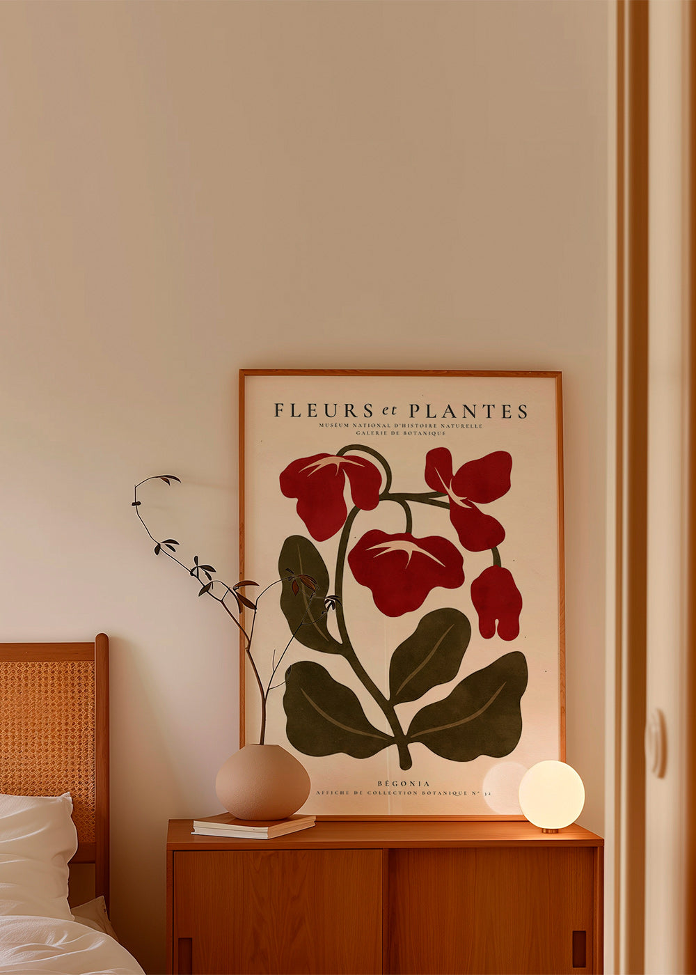 Botanical print: Red begonia artwork