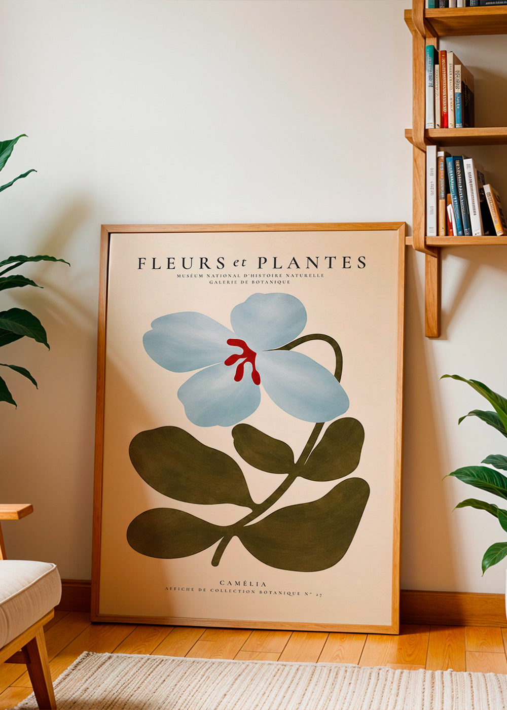 Botanical print Blue Camellia