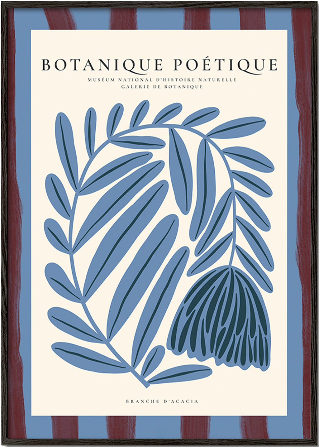 Botanical print: stylized blue acacia