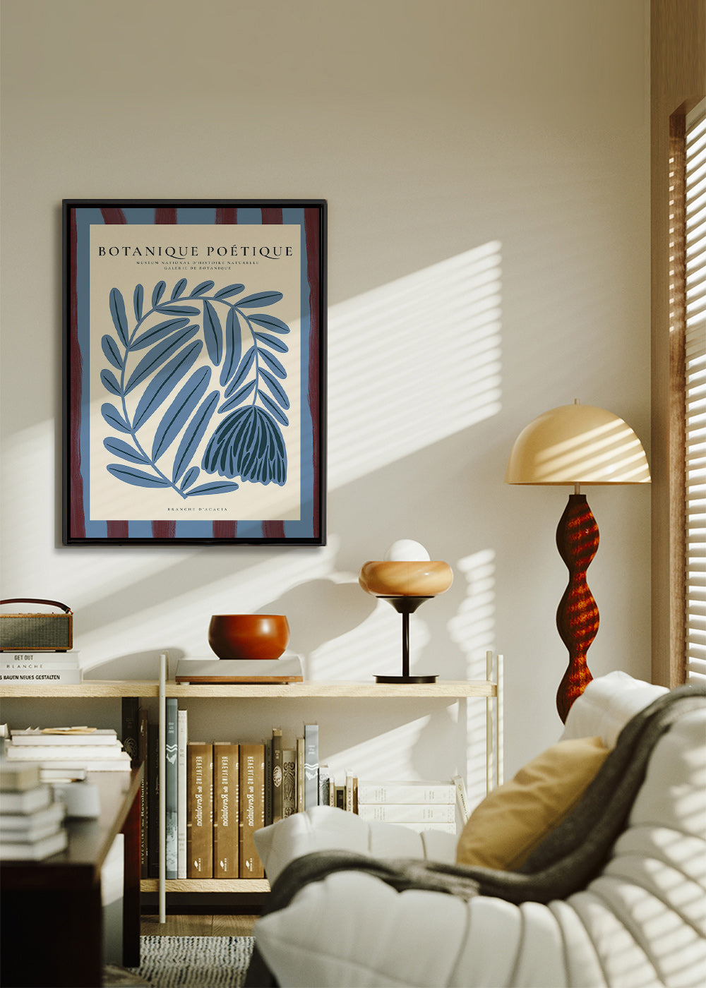 Botanical print: stylized blue acacia