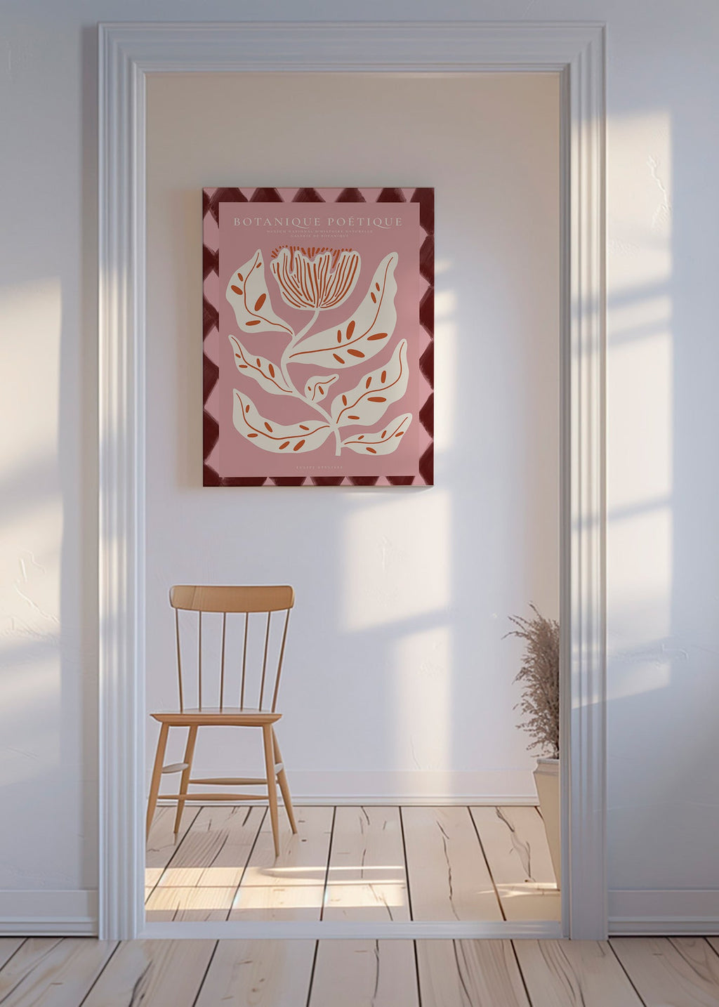 Botanical print with stylized rose flower