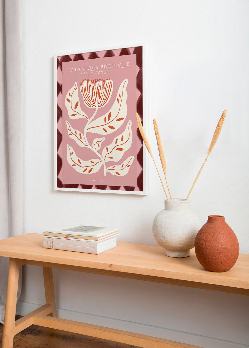 Botanical print with stylized rose flower