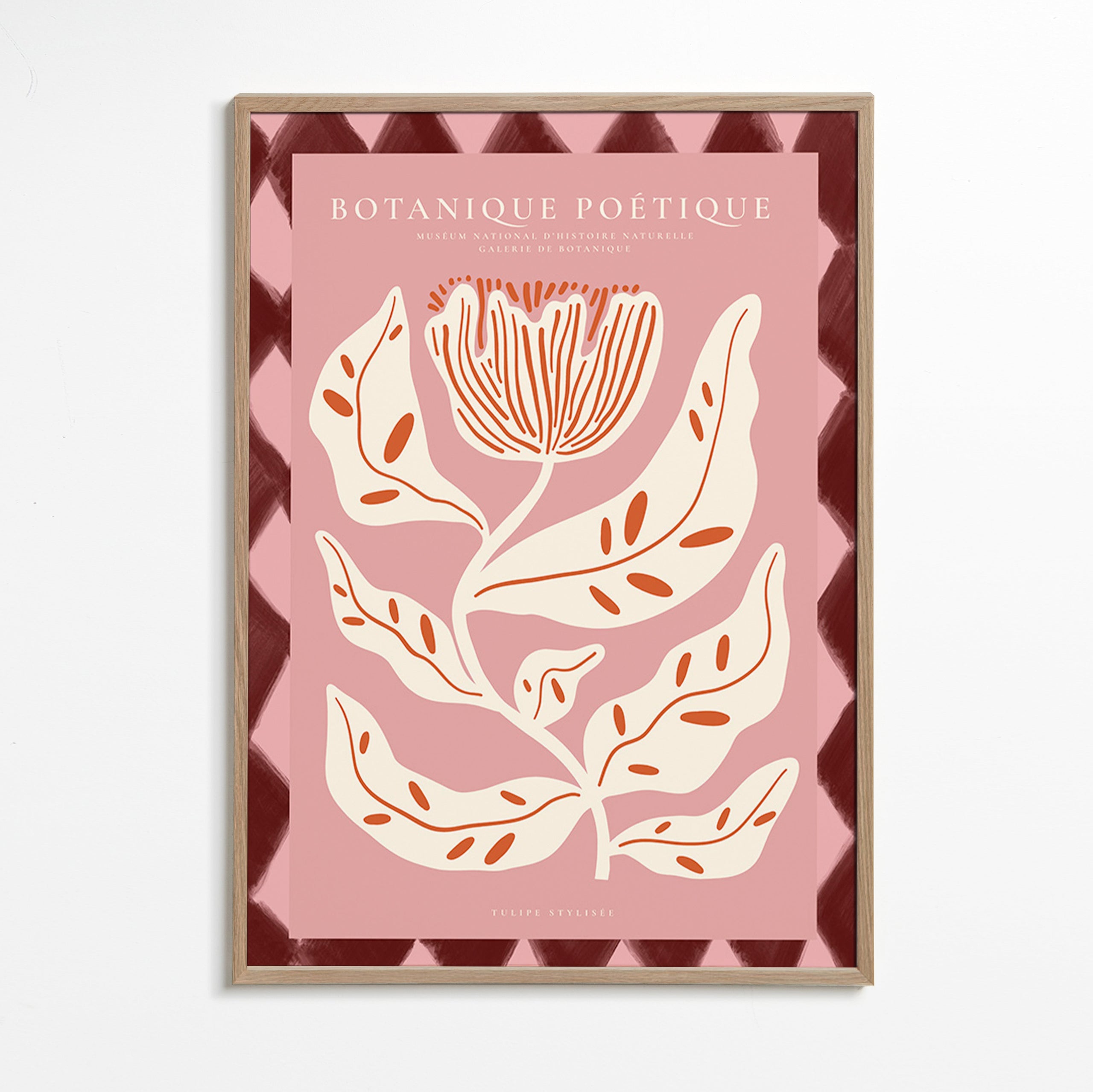 Botanical print with stylized rose flower