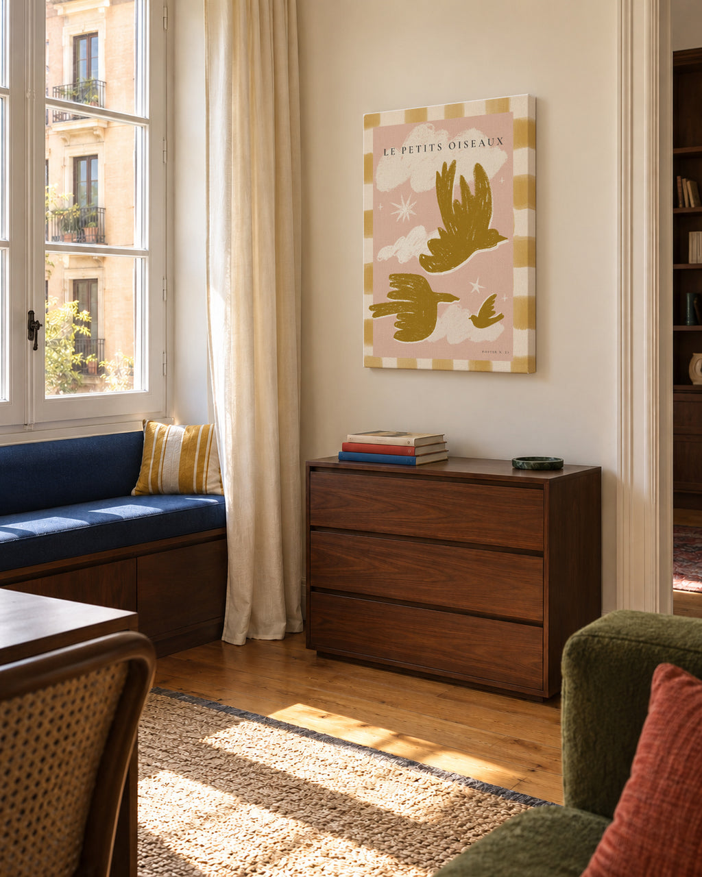 Le Petits Oiseaux - Unframed canvas in an interior