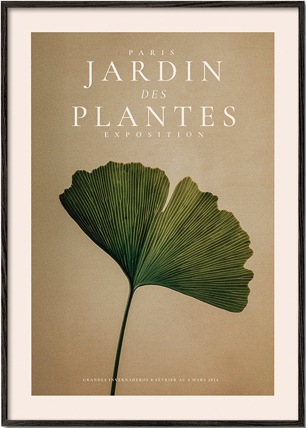 Botanical print featuring a ginkgo leaf and classic typography