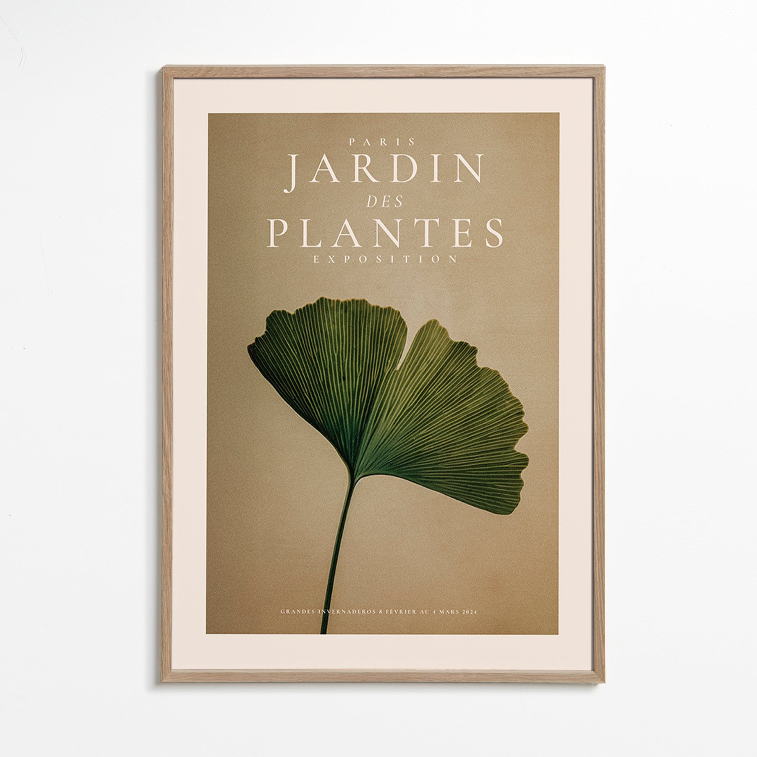 Botanical print featuring a ginkgo leaf and classic typography