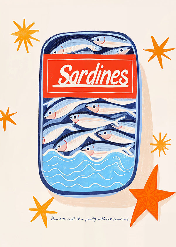 Kitchen art: illustrated sardine tin