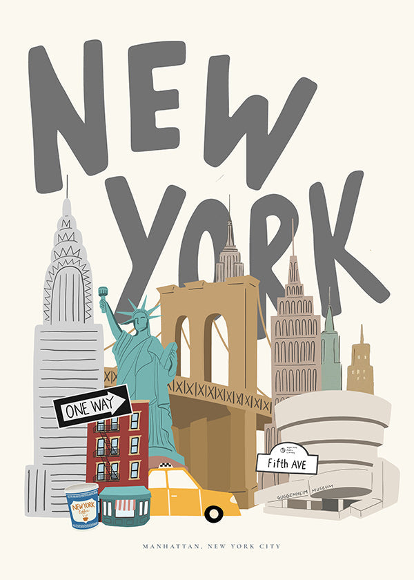 Travel poster: New York city icons