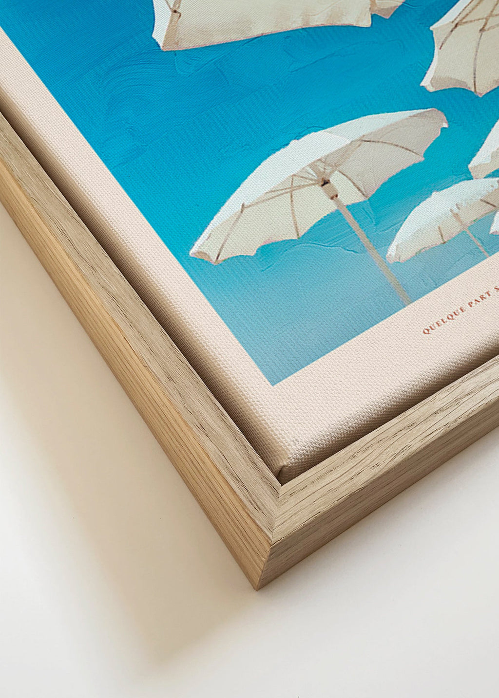 Coastal landscape art with parasols