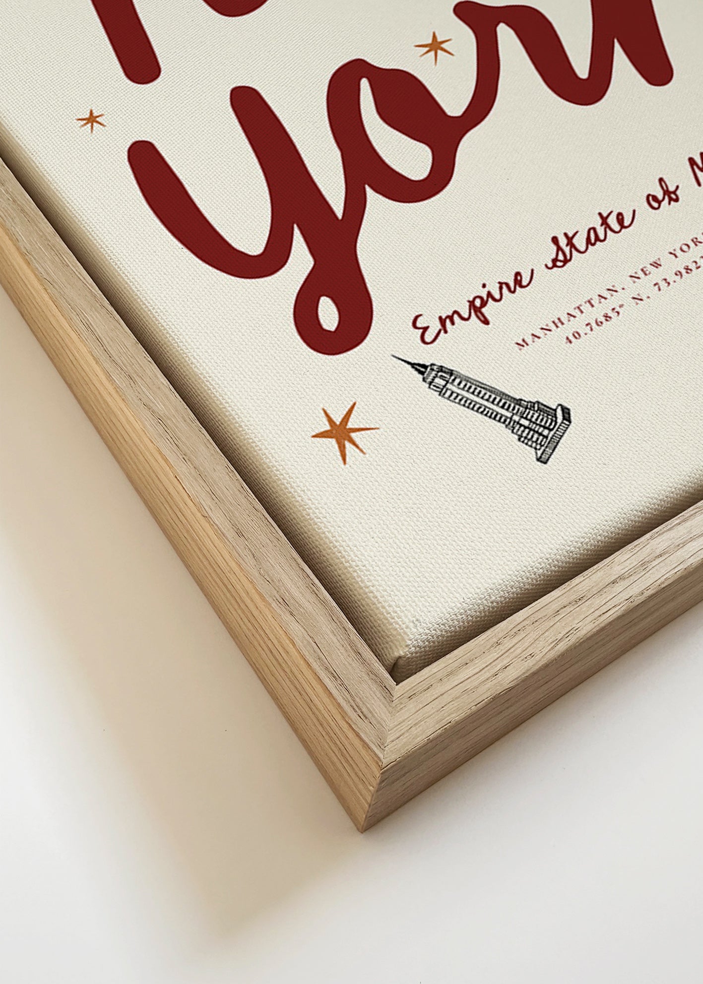 Travel poster New York with burgundy lettering