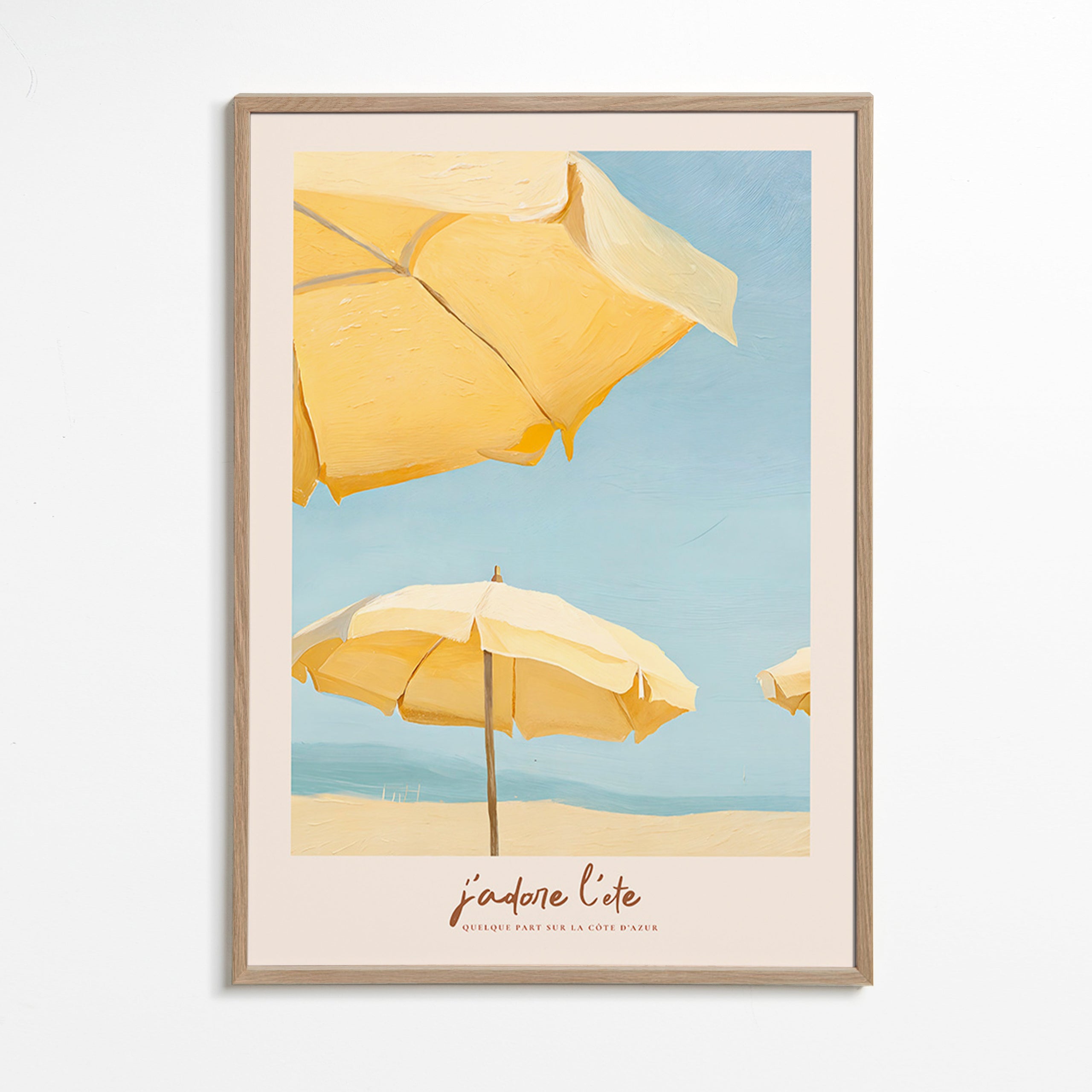 Landscape art with yellow parasols