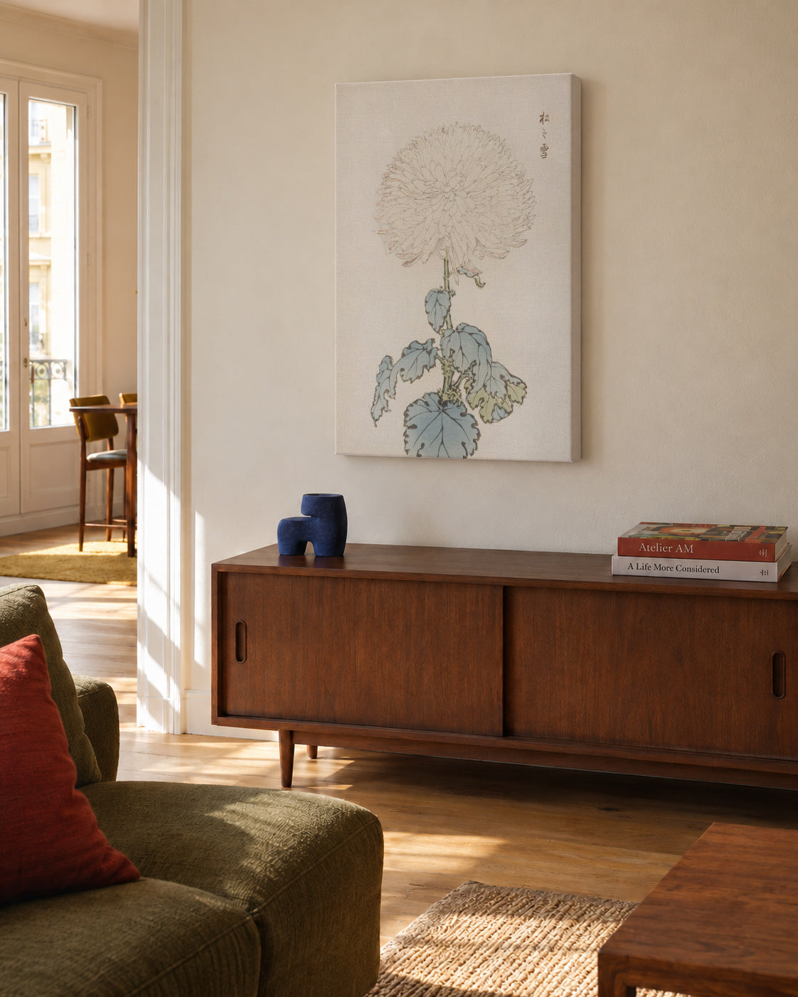 Japanese chrysanthemum flower by Keika Hasegawa - Unframed canvas in an interior