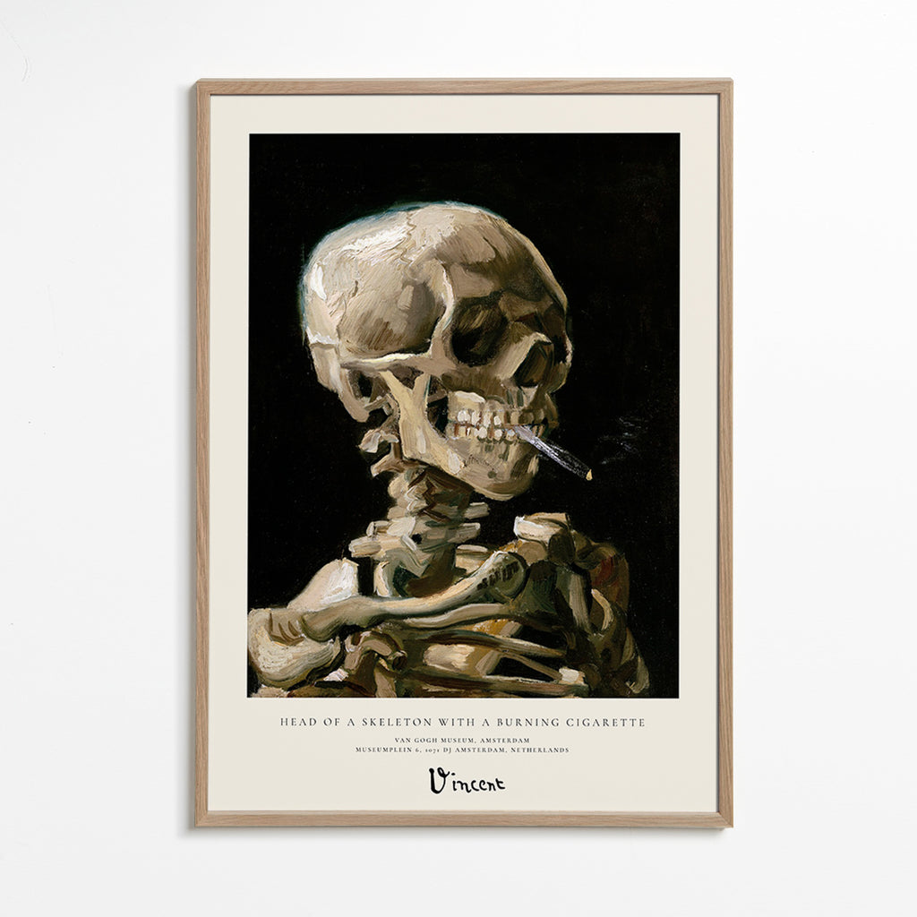 Vintage skull with burning cigarette