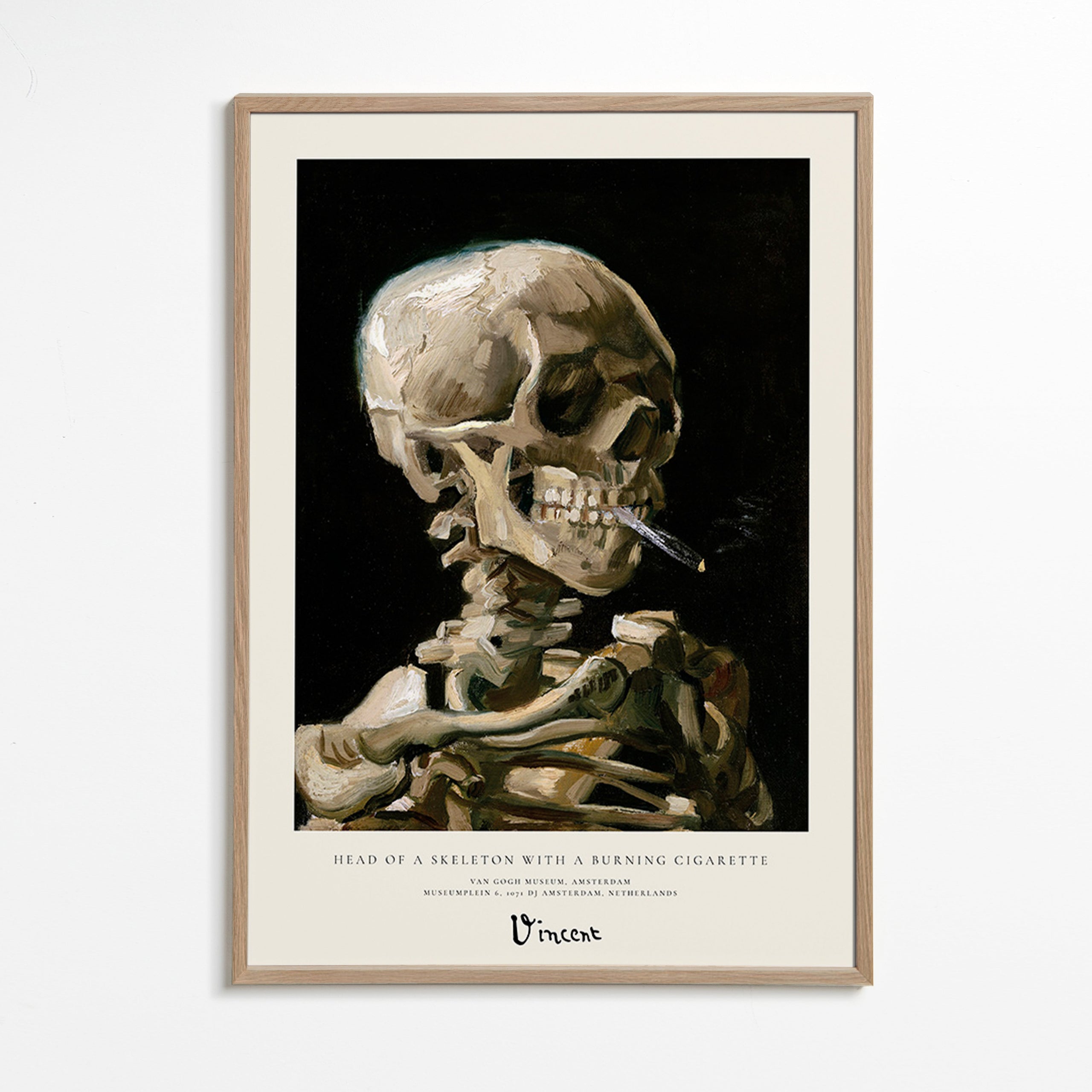 Vintage skull with burning cigarette