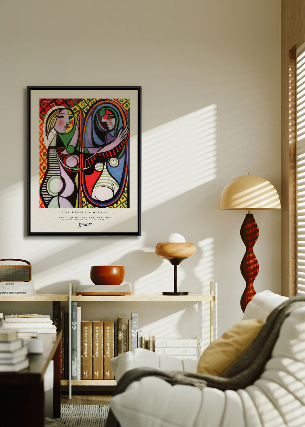 Abstract painting of a figure before a mirror