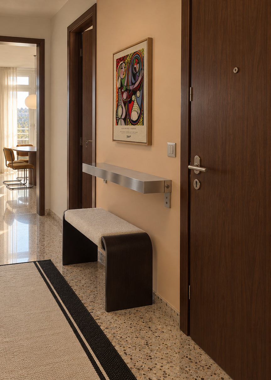Girl before a Mirror by Pablo Picasso - Framed canvas in an interior