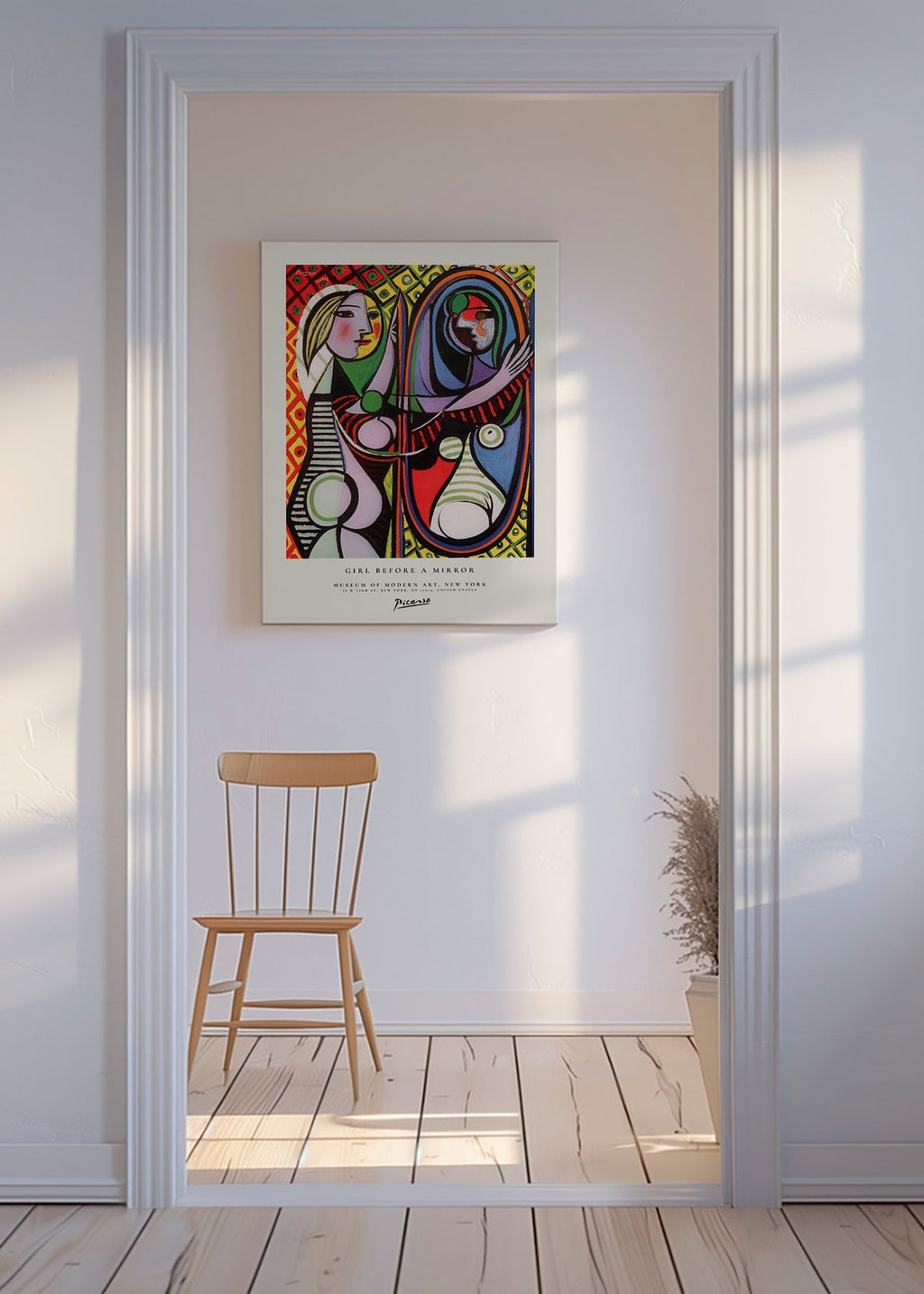 Abstract painting of a figure before a mirror