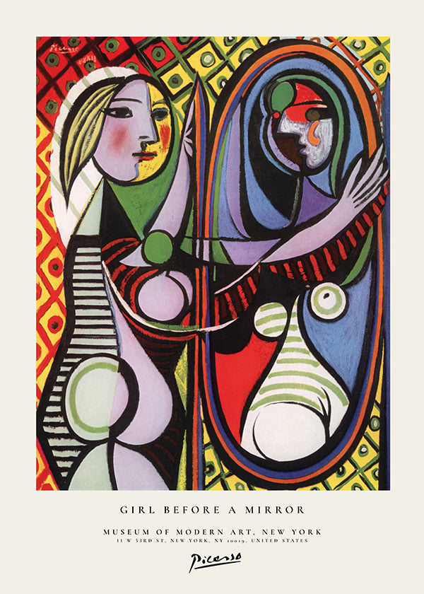 Abstract painting of a figure before a mirror