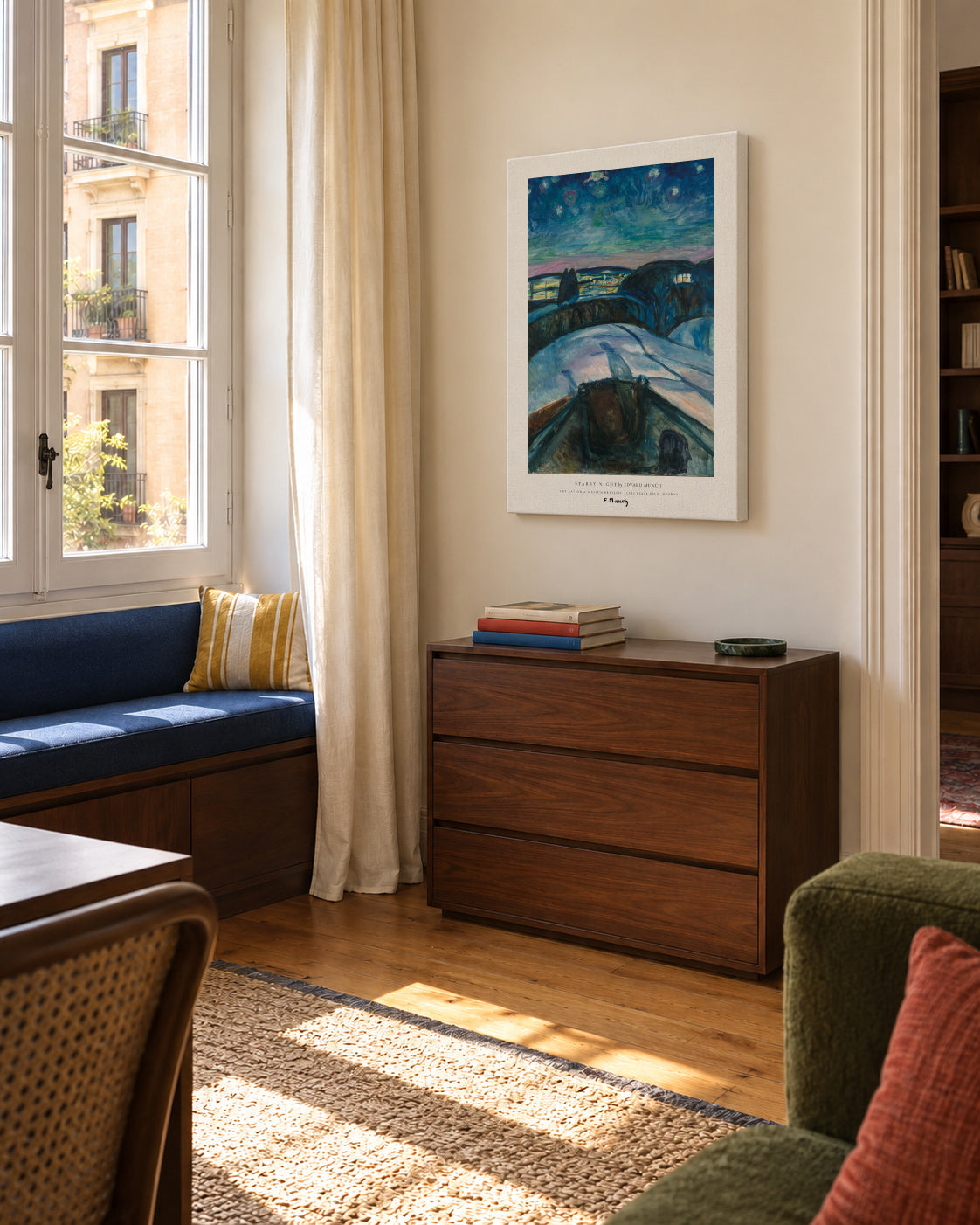 Starry Night by Edvard Munch - Unframed canvas in an interior