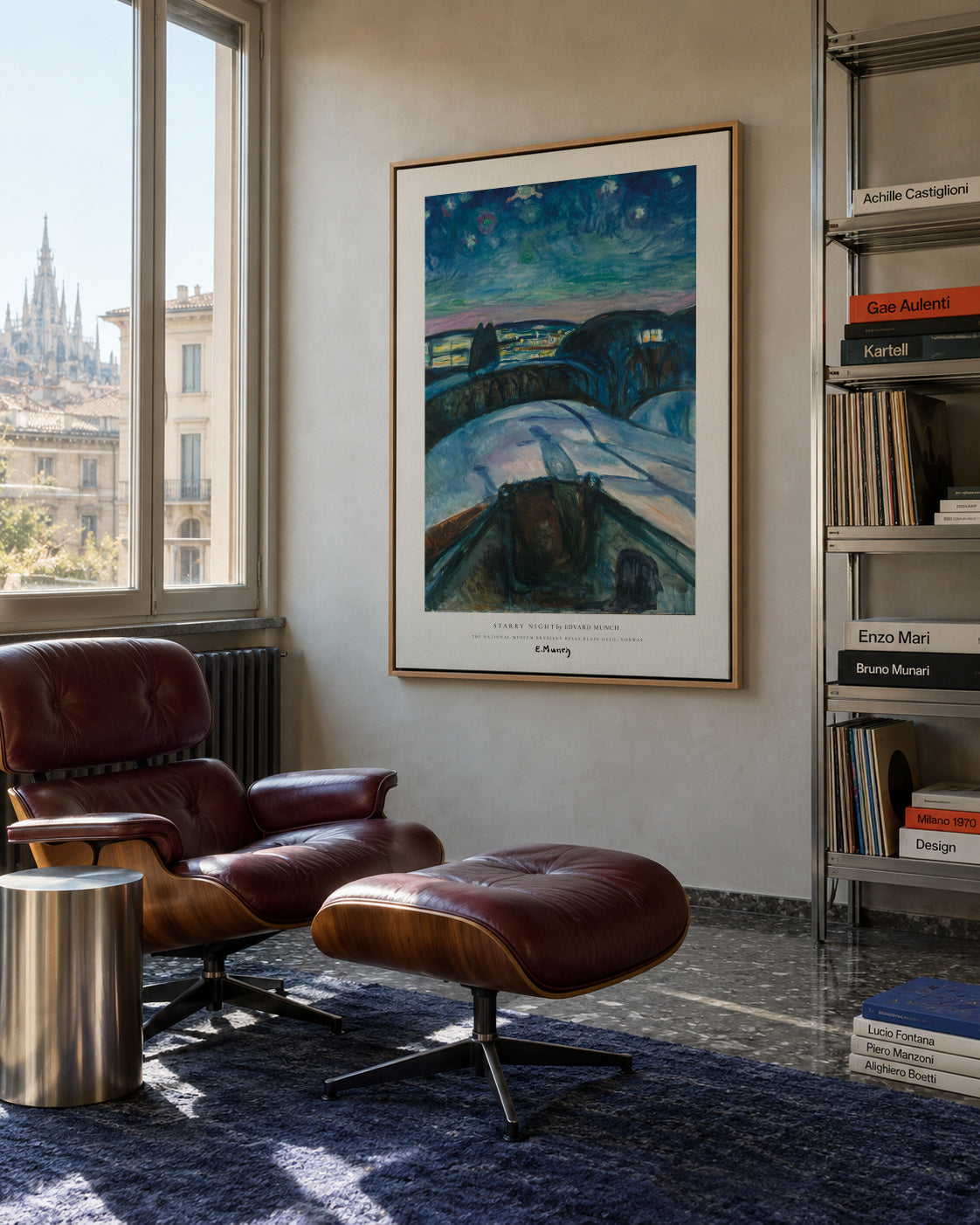 Starry Night by Edvard Munch - Framed canvas in an interior