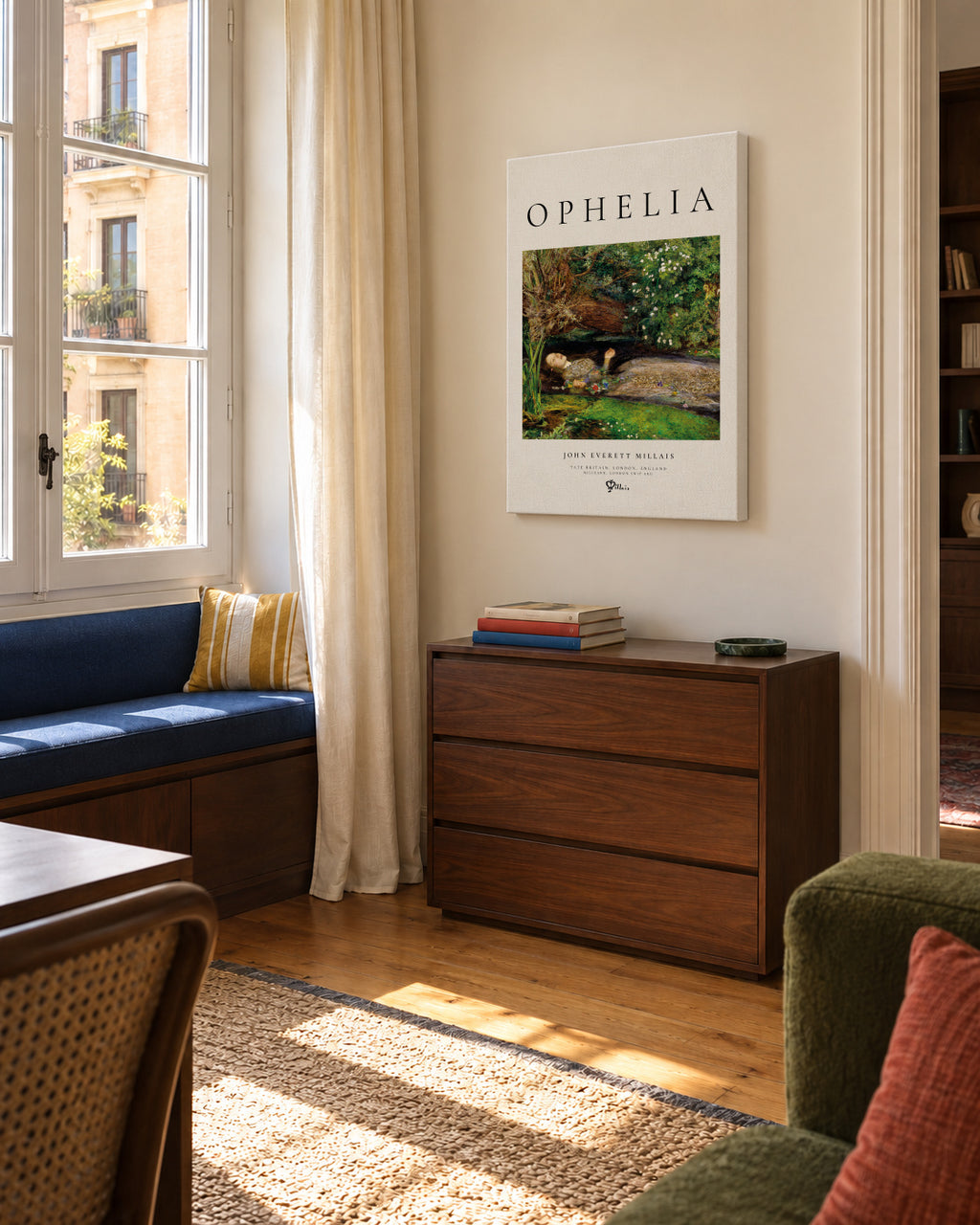 Ophelia by John Everett Millais - Unframed canvas in an interior