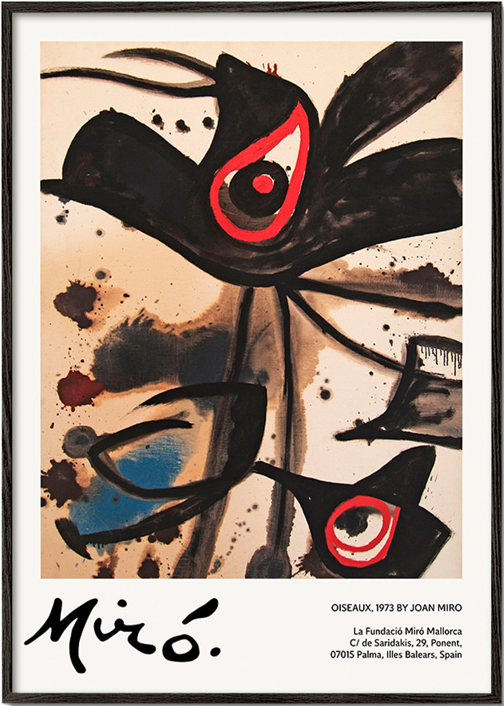 Abstract artwork with black bird motifs