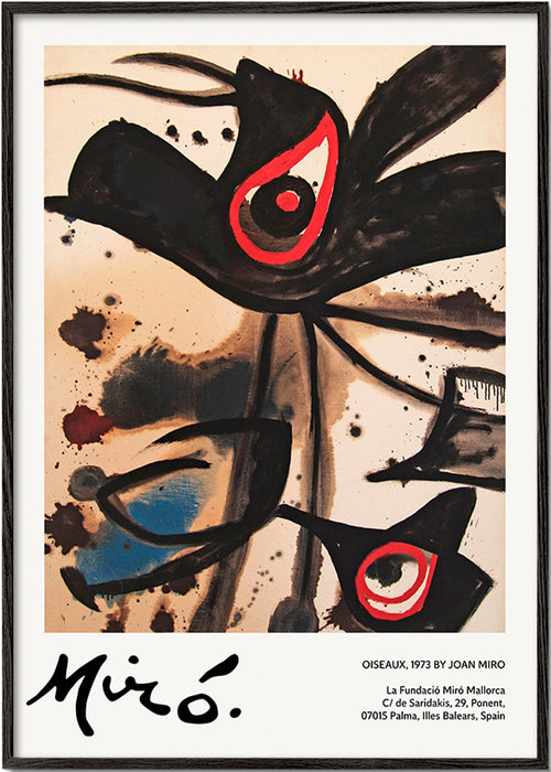 Abstract artwork with black bird motifs