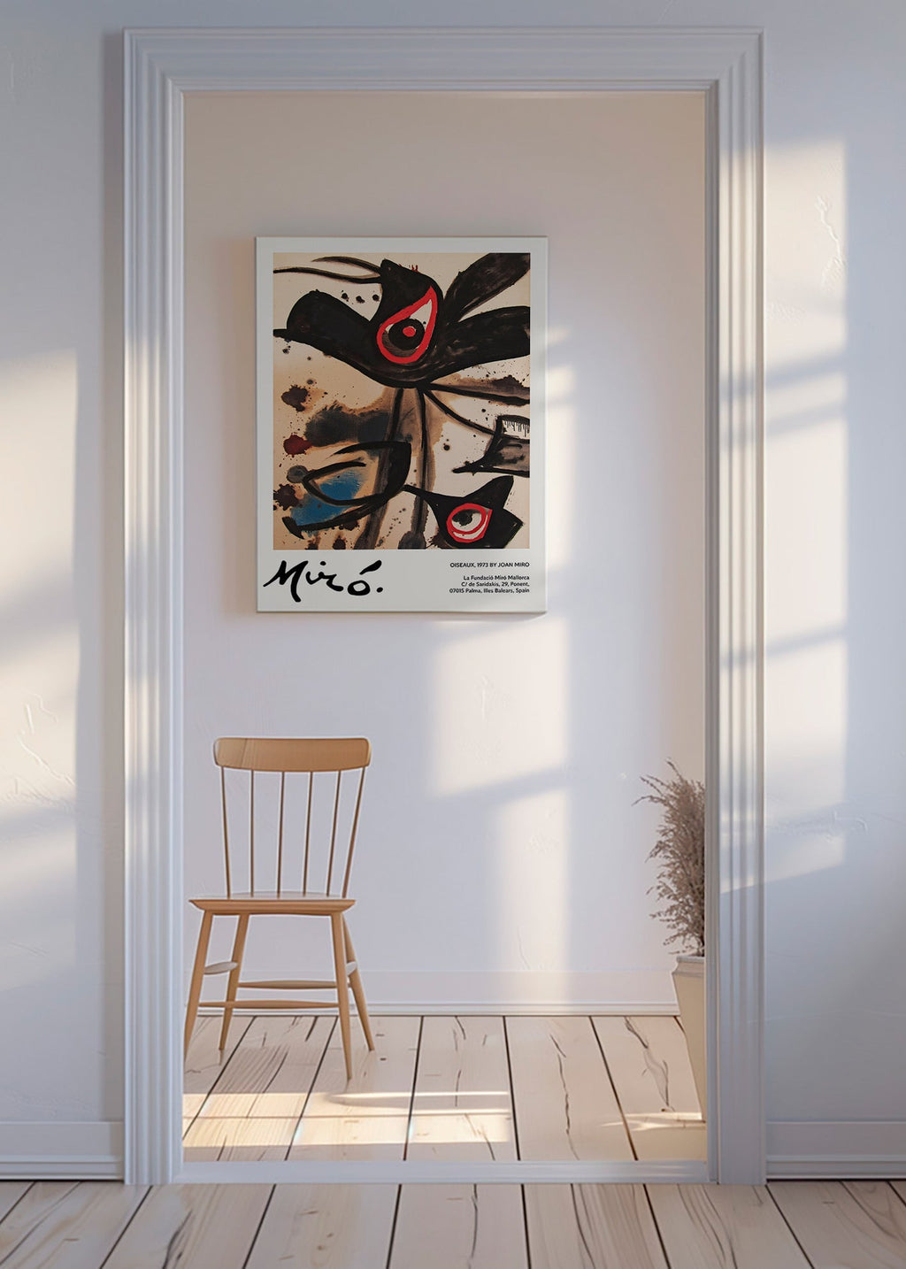 Abstract artwork with black bird motifs