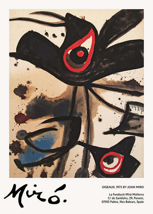 Abstract artwork with black bird motifs