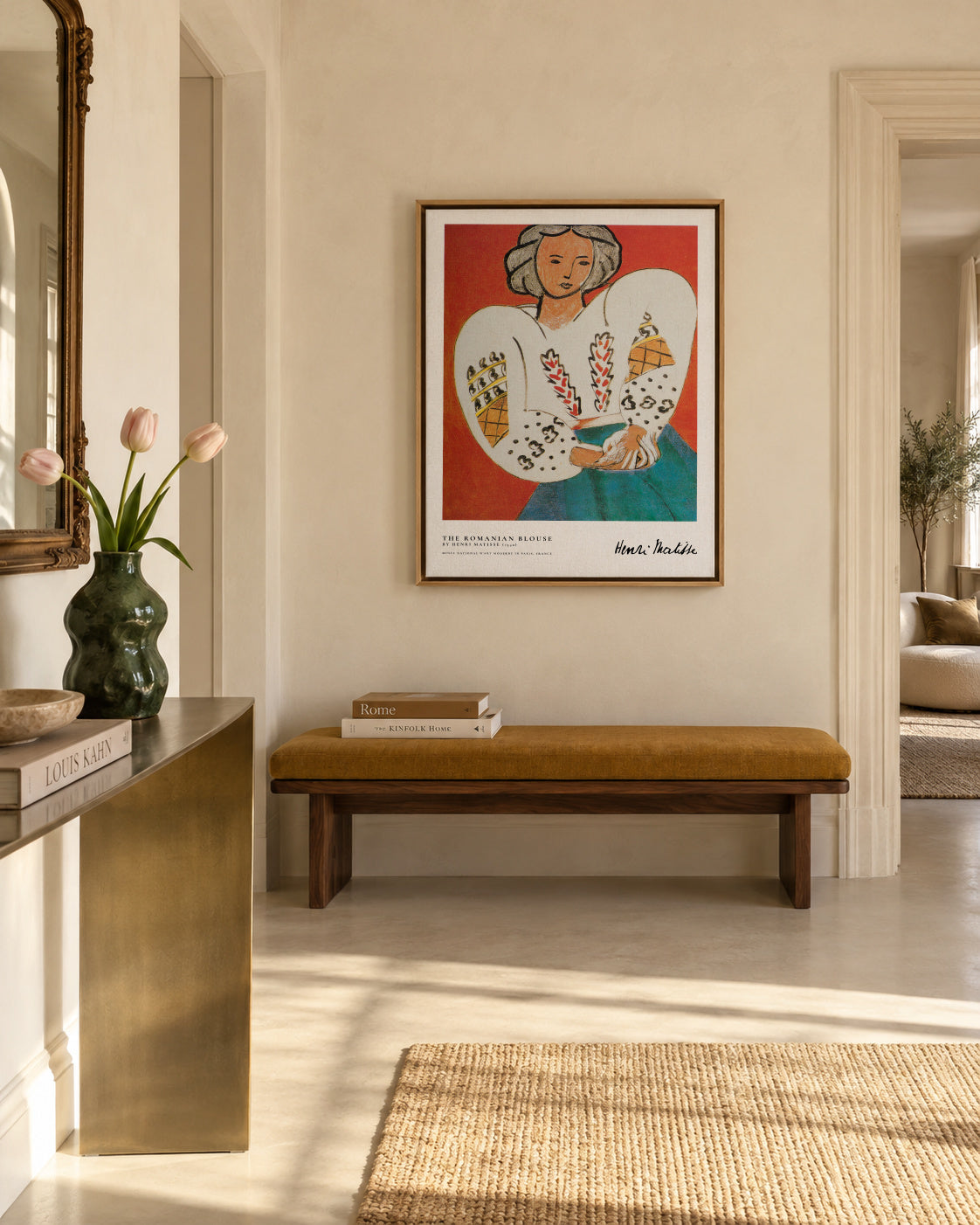 The Romanian Blouse by Henri Matisse - Framed canvas in an interior