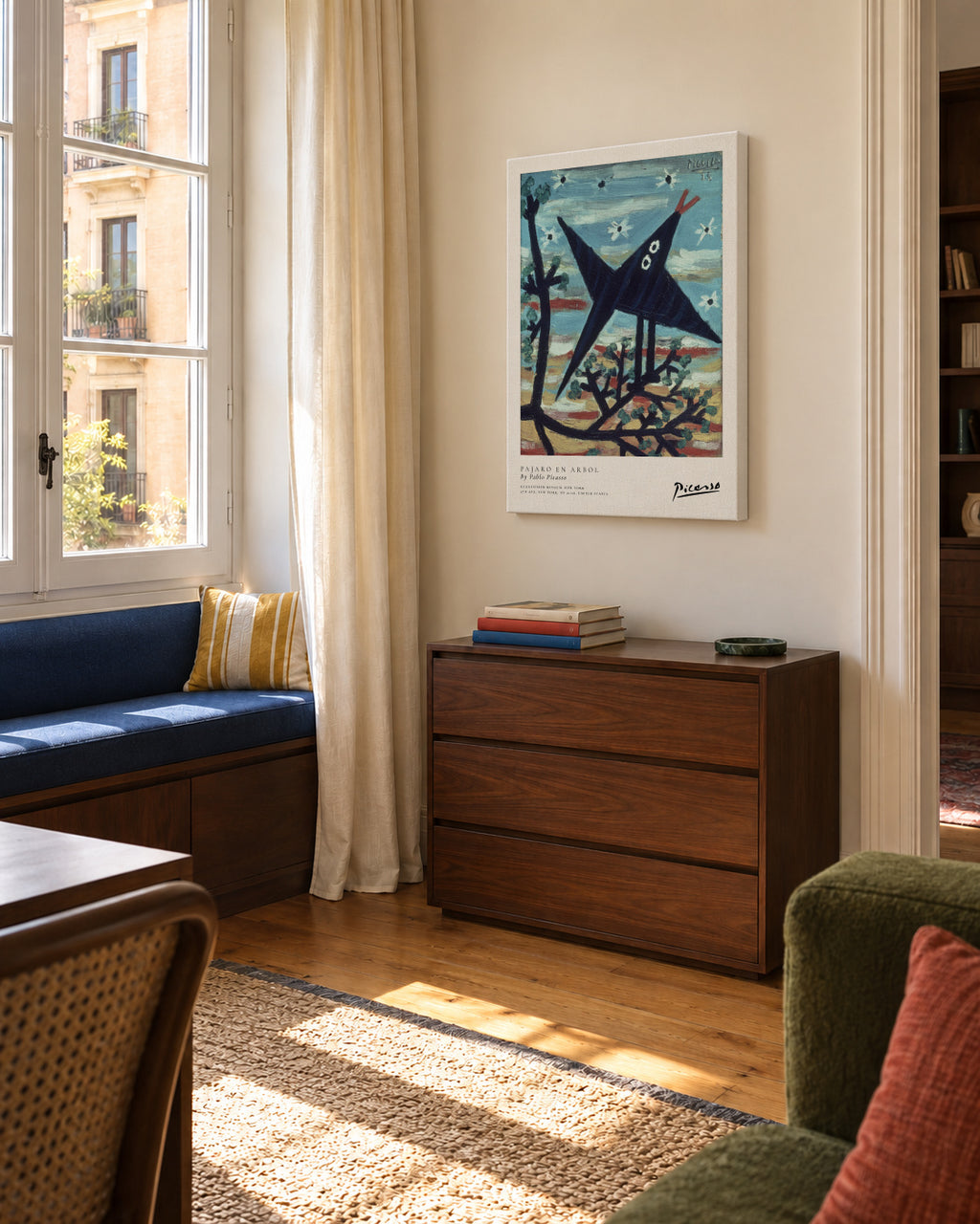 Pajaro en Arbol by Pablo Picasso - Unframed canvas in an interior