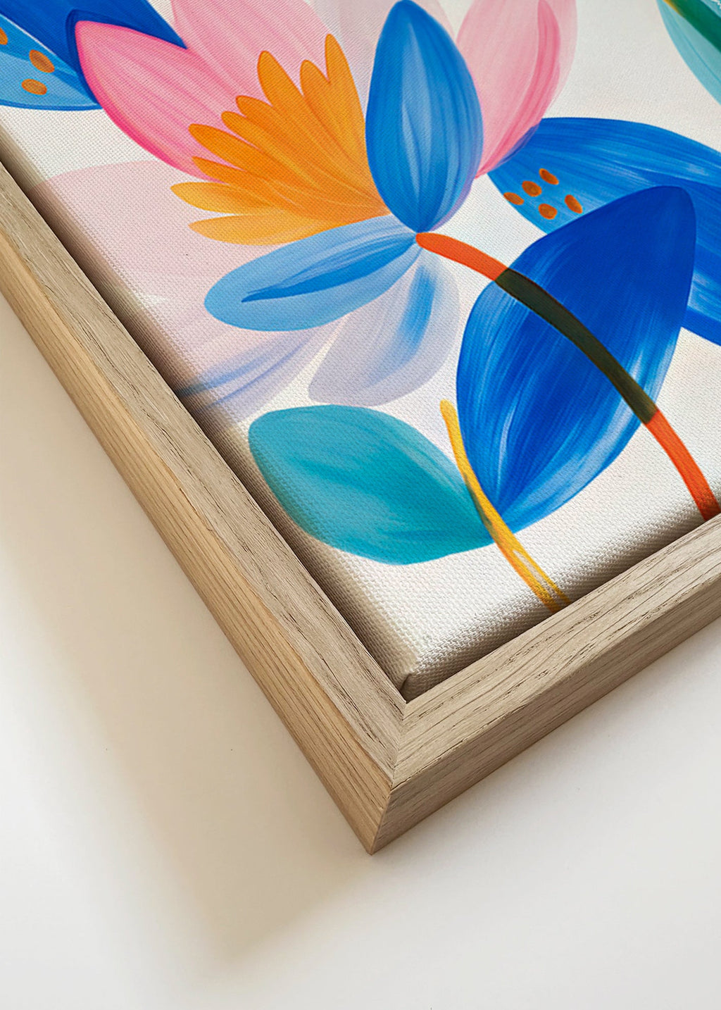 Botanical print pink and blue blooms