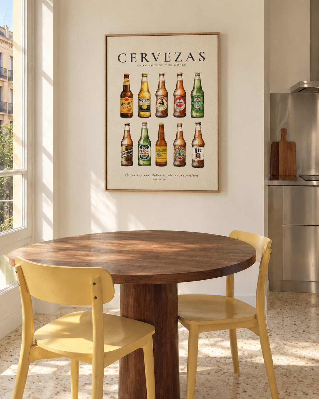 Cervezas (Beers) - Framed canvas in an interior