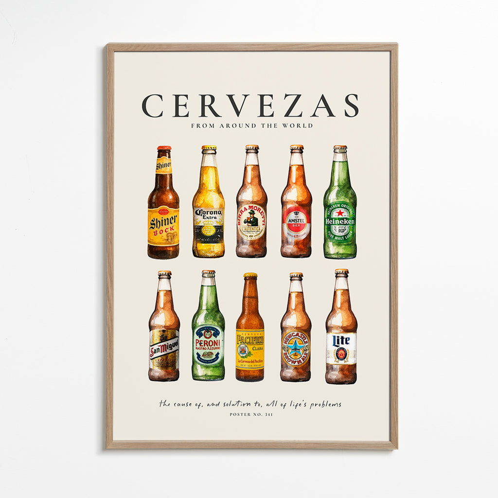 Kitchen art — Classic beer bottles grid