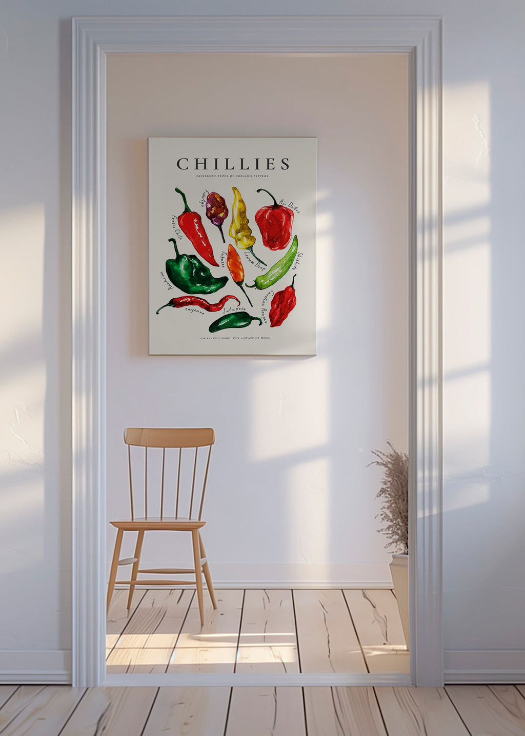 Kitchen art Chillies watercolor peppers